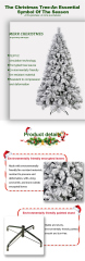 Premium Snow Flocked Hinged Artificial Christmas Fake Spruce Full Tree for Home Office Party Decoration with White Snow Tips and Metal Stand