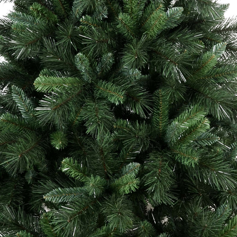 Holiday Tree- Artificial Prelit Christmas Tree with Metal Stand - Siberian Spruce 7.5' Hard Needle PVC Plastic for Full Realistic Appearance