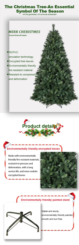 Artificial Full Xmas Tree with Foldable Metal Stand, Easy Setup Hinged Artificial Tree for Holiday, Party, Home Decoration, Green