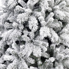 Premium Snow Flocked Hinged Artificial Christmas Fake Spruce Full Tree for Home Office Party Decoration with White Snow Tips and Metal Stand