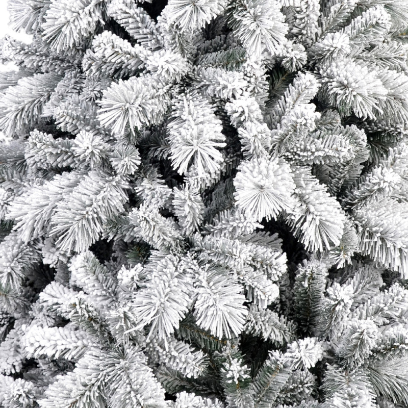 Premium Snow Flocked Hinged Artificial Christmas Fake Spruce Full Tree for Home Office Party Decoration with White Snow Tips and Metal Stand