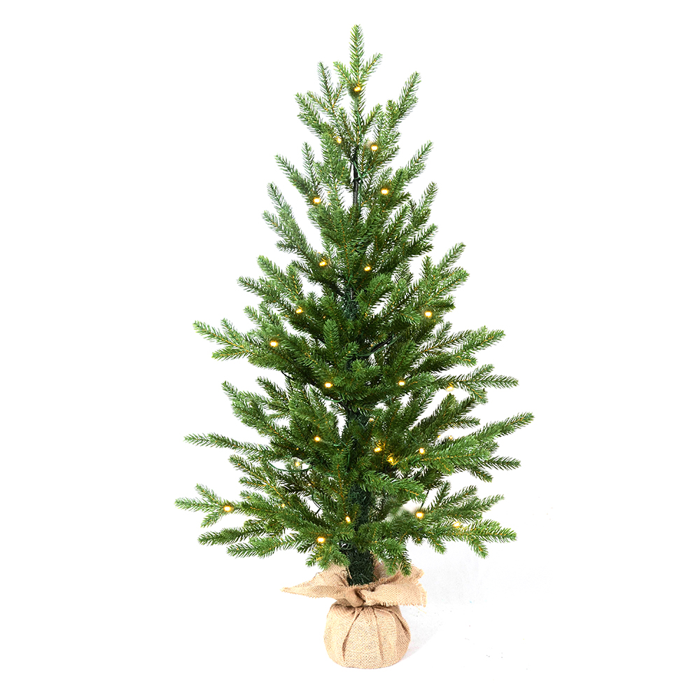 LIXHEY-Customizable Pre-Lit Green PE Desktop Christmas Tree with Versatile Fabric Base