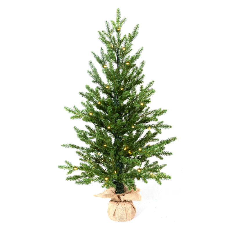LIXHEY-Customizable Pre-Lit Green PE Desktop Christmas Tree with Versatile Fabric Base