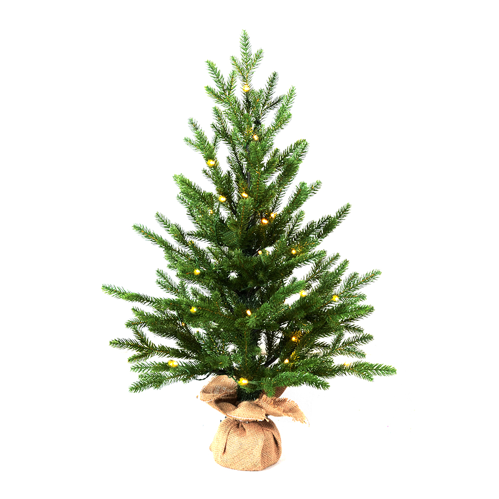 LIXHEY-Customizable Pre-Lit Green PE Desktop Christmas Tree with Versatile Fabric Base