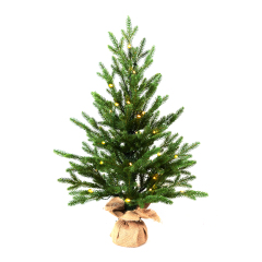 LIXHEY-Customizable Pre-Lit Green PE Desktop Christmas Tree with Versatile Fabric Base