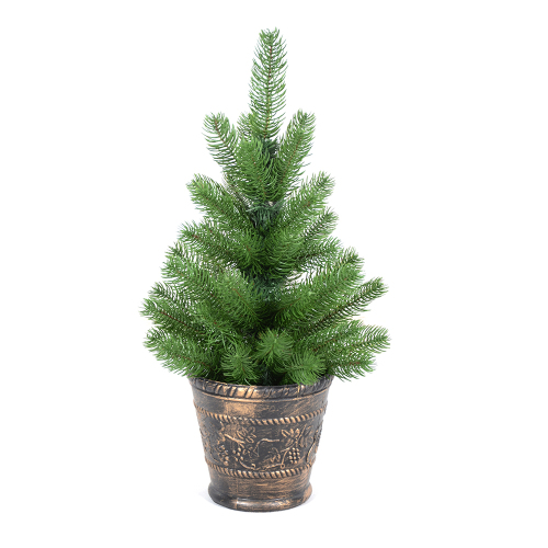 LIXHEY-Customizable Green PE Desktop Christmas Tree with Antique Bronze Base