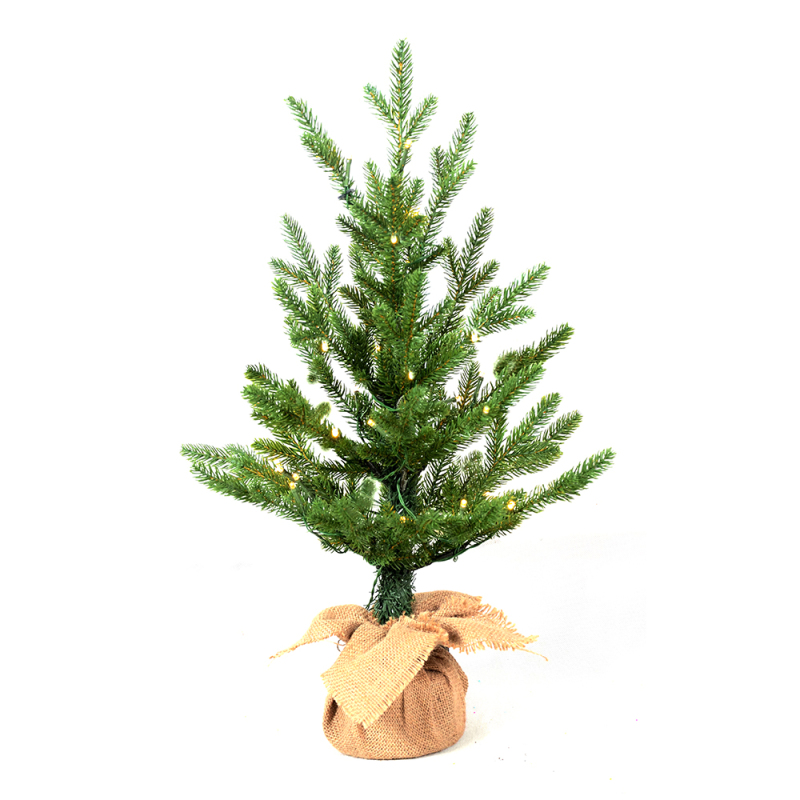 LIXHEY-Customizable Pre-Lit Green PE Desktop Christmas Tree with Versatile Fabric Base