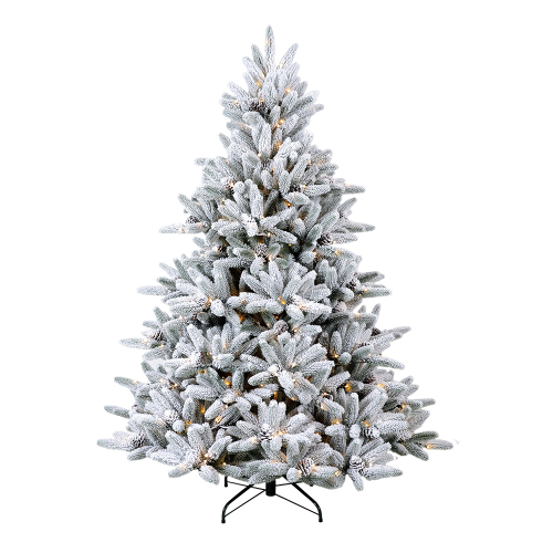 LIXHEY-Customizable Pre-Lit Flocked PE Christmas Trees with Distinctive Design