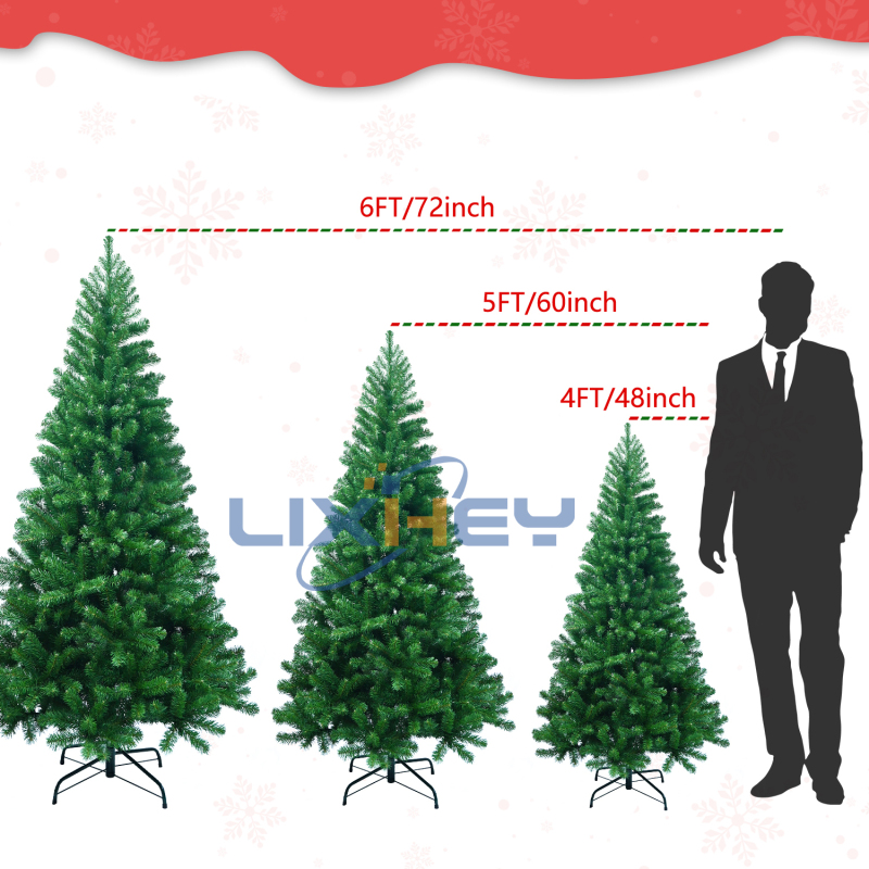 LIXHEY-Vibrant PVC+PE Christmas Tree - Sturdy Iron Base"