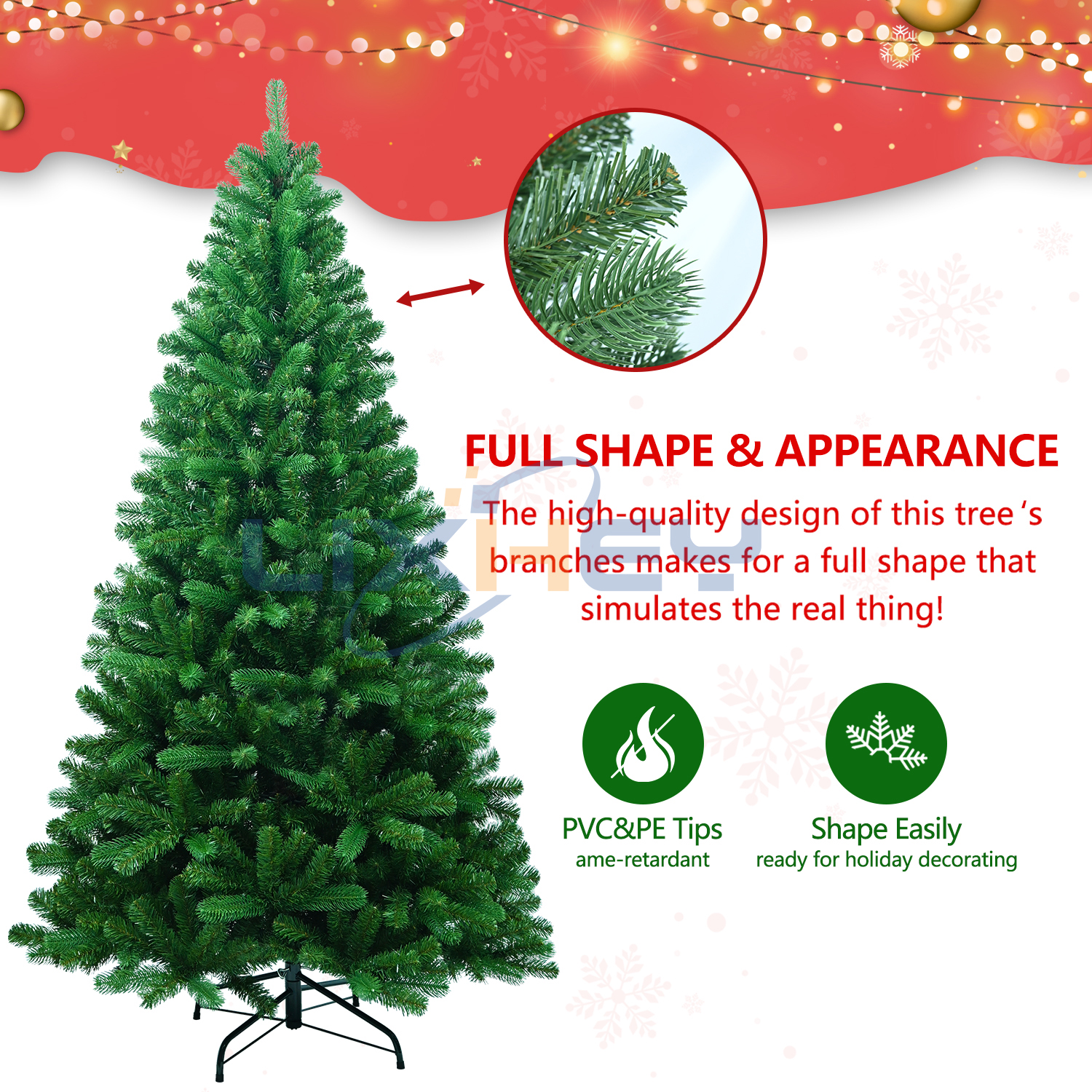 Vibrant PVC+PE Christmas Tree - Iron Base