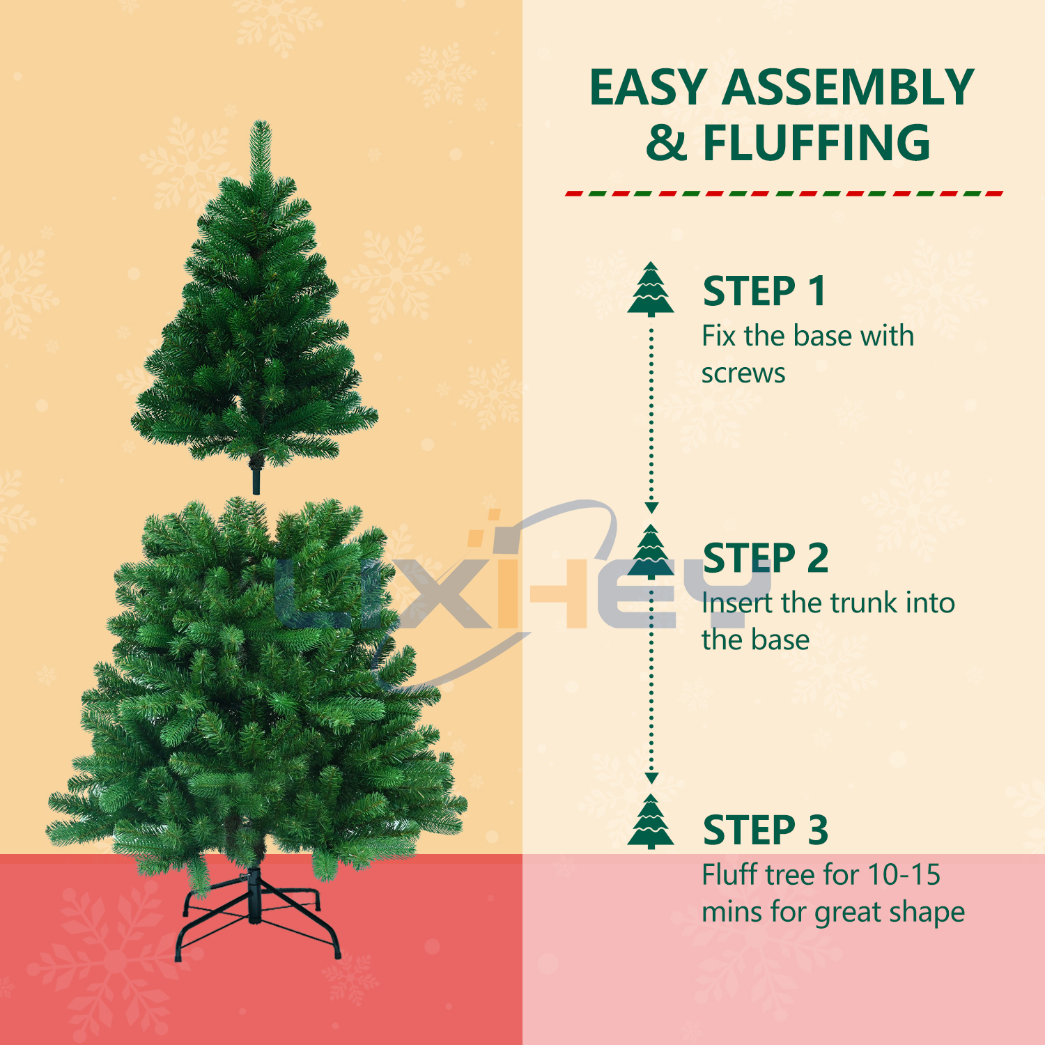 Vibrant PVC+PE Christmas Tree - Iron Base