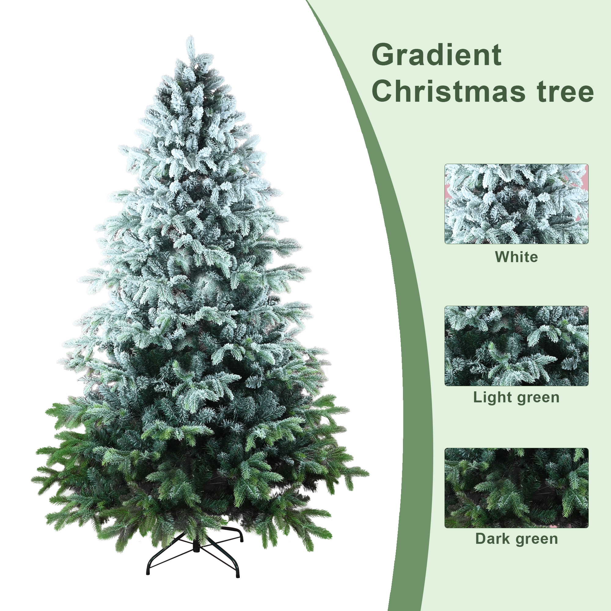 NEW-Gradient Flocked Christmas Tree - PVC and PE with Iron Base
