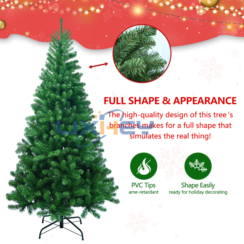 LIXHEY-Vibrant PVC+PE Christmas Tree - Sturdy Iron Base"