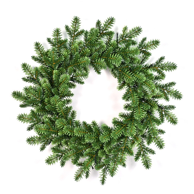 Dual-Style PE Christmas Wreath with Warm LED Lights - Customizable Sizes