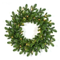 Dual-Style PE Christmas Wreath with Warm LED Lights - Customizable Sizes