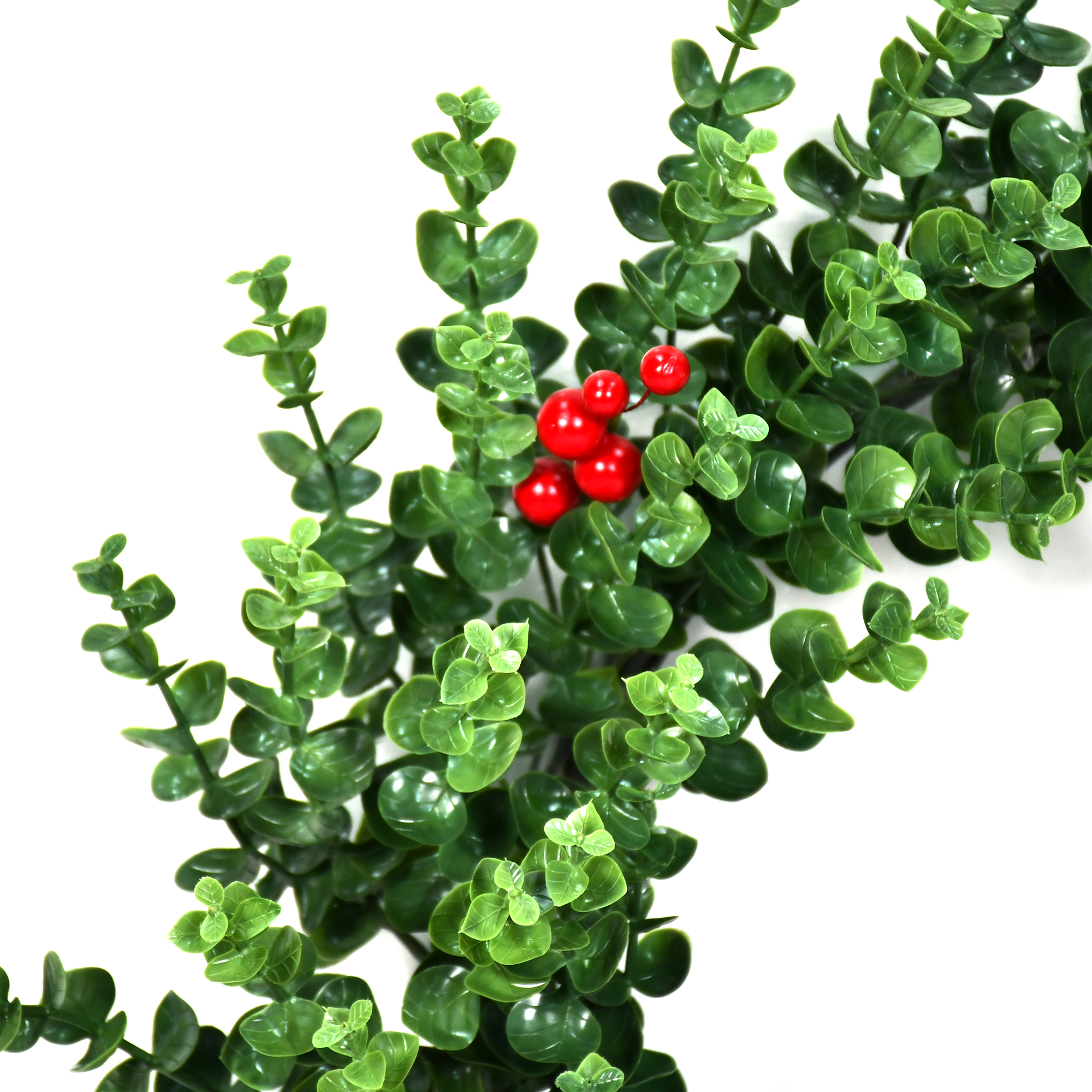 Eucalyptus PE Christmas Wreath with Red Berries and Floral Accents - Customizable Sizes