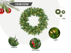 LIXHEY-Warm Glow PE Christmas Wreath - Customizable Sizes
