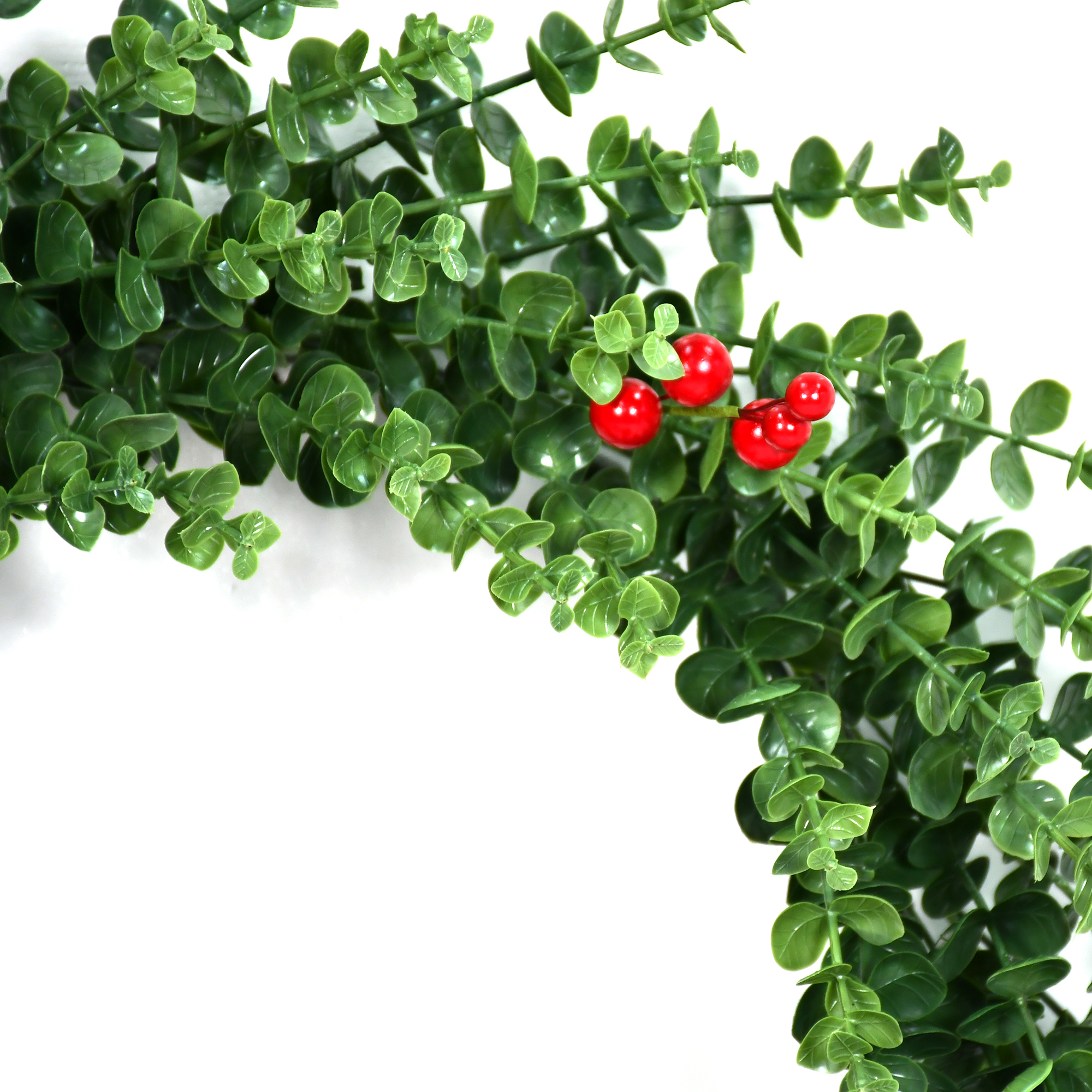 Eucalyptus PE Christmas Wreath with Red Berries and Floral Accents - Customizable Sizes