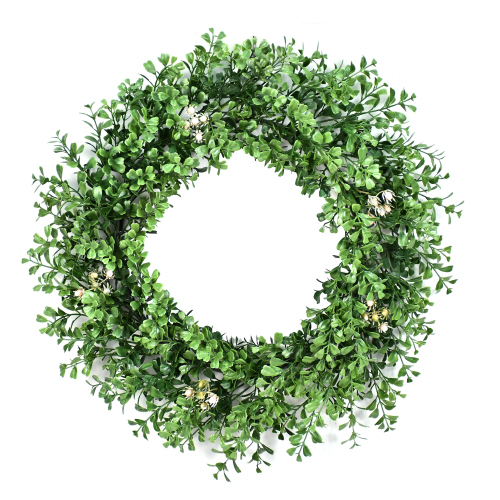 Customizable Eucalyptus PE Christmas Wreath with Floral Accents