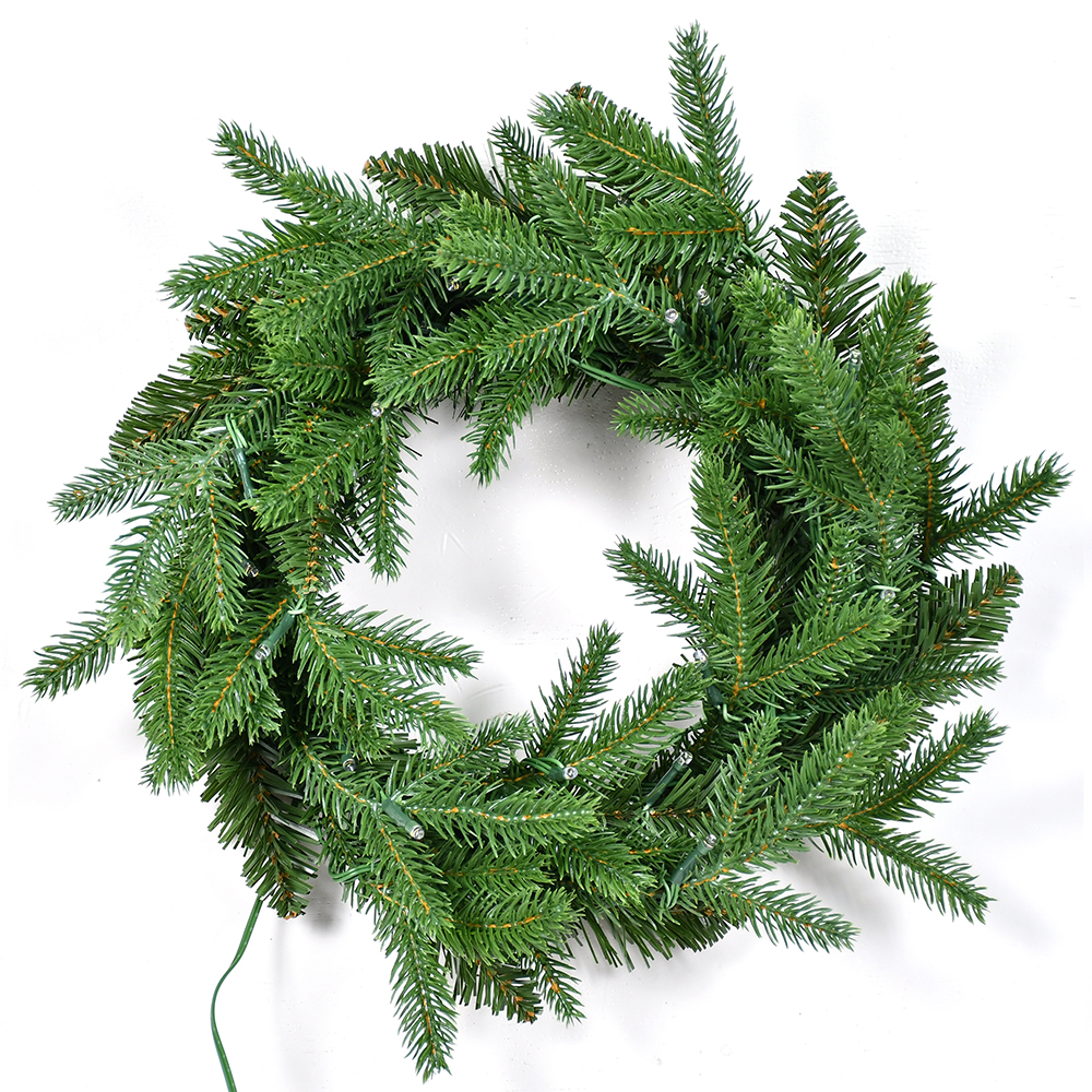 Customizable PE Christmas Wreath with Colorful LED Lights
