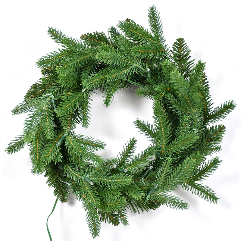 Customizable PE Christmas Wreath with Colorful LED Lights