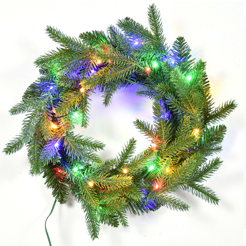 Customizable PE Christmas Wreath with Colorful LED Lights