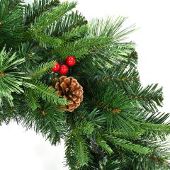 Customizable PE+PVC+Pine Needle Christmas Wreath with Pinecones and Berries