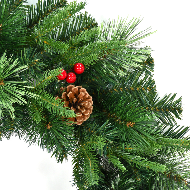 Customizable PE+PVC+Pine Needle Christmas Wreath with Pinecones and Berries
