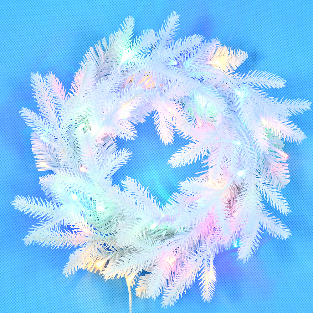 Customizable PE Christmas Wreath with Colorful LED Lights