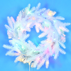 Customizable PE Christmas Wreath with Colorful LED Lights