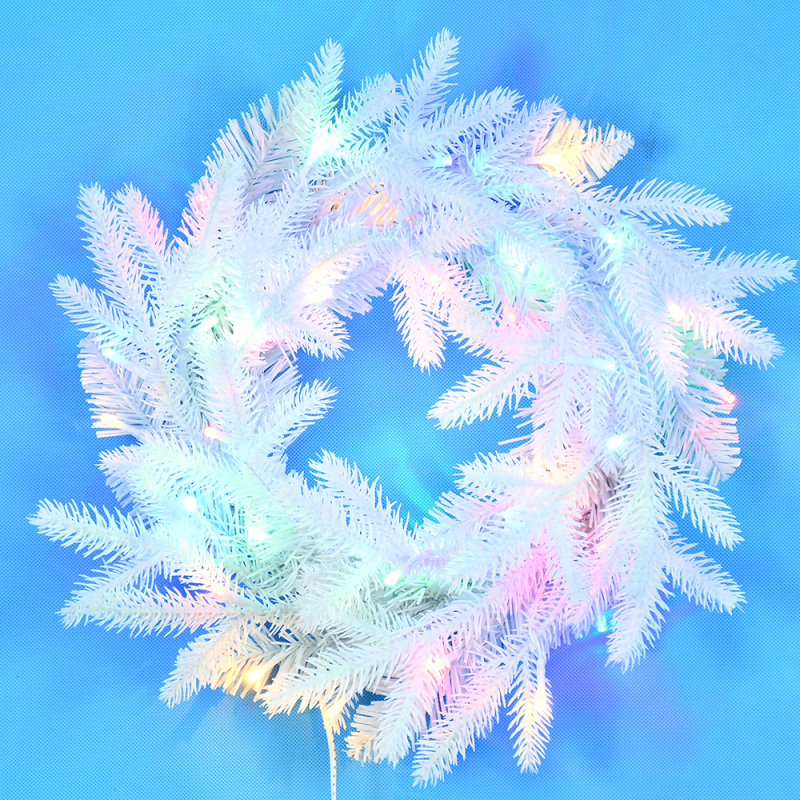 Customizable PE Christmas Wreath with Colorful LED Lights