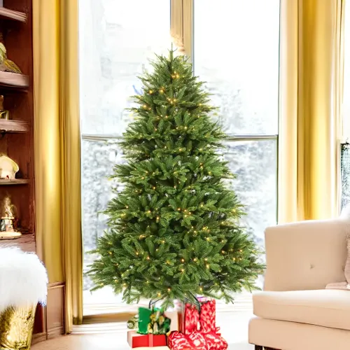 Brilliant Holidays: PE PVC Mixed Lighted Green Christmas Tree