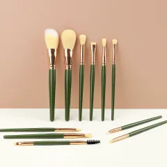 Professional 11 PCS Yellow And Green Makeup Brush Series