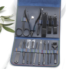 16 PCS Deep Blue PU Bag Full Function Manicure Set