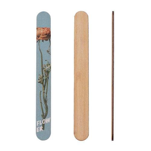 Flower Printed Nail File Strips Bamboo Nail Buffering Files