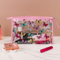 Waterproof Transparent PVC Pink Cosmetic Bag