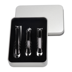 3 PCS Black Nail Clippers With Sliver Box