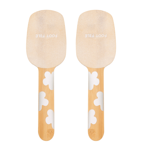 Long Handle White Pattern Bamboo Foot File