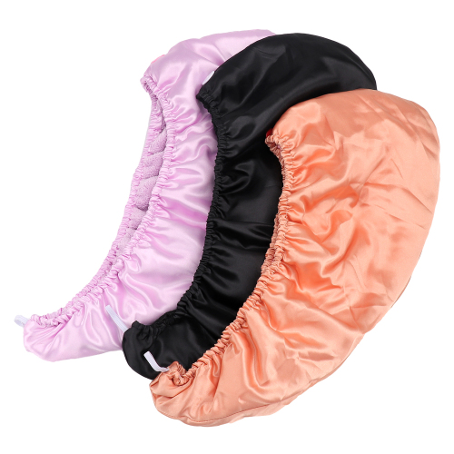 3 色缎面干发帽