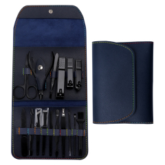 16 PCS Deep Blue PU Bag Full Function Manicure Set