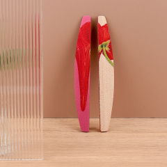 Crimson Patterned Curved Bamboo File