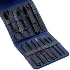 12 PCS Deep Blue PU Bag Manicure Set