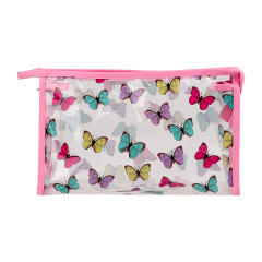 Waterproof Transparent PVC Pink Cosmetic Bag