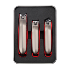 Metal Box 3 PCS Red And Brown Nail Clipper Set
