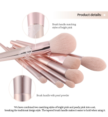 7 PCS Rose Pink Theme Makeup Brush Set