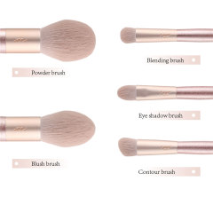 Short Handle Brown Makeup Brush 5 PCS Set