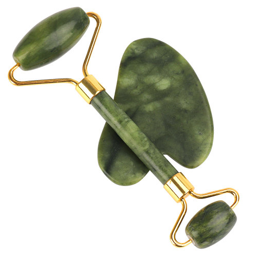 深绿色热销玉石滚轮刮痧套装