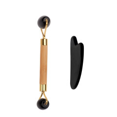 Wooden Handle Black Jade Roller And Guasha