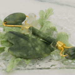 深绿色热销玉石滚轮刮痧套装