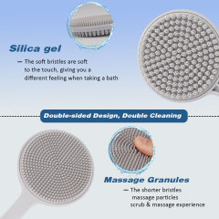 灰色长柄硅胶沐浴刷